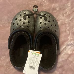 Brand new black and silver glitter ombré crocs